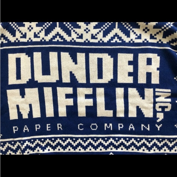 NEW The Office Sweater~Dunder Mifflin Ugly Christmas Sweater Men’s Small/Medium - Picture 3 of 8